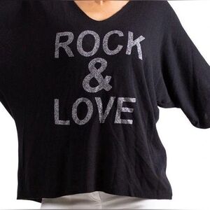 Gigi Moda Mohair Blend Rock & Love Black Dolman 3/4 Sleeve Sweater ONE SIZE 1218